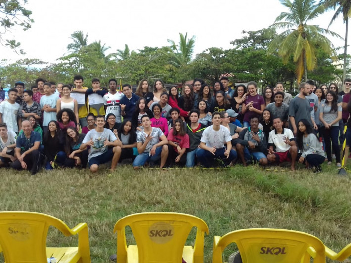 Alunos do IFSP que participaram do Campeonato de arremesso de celulares